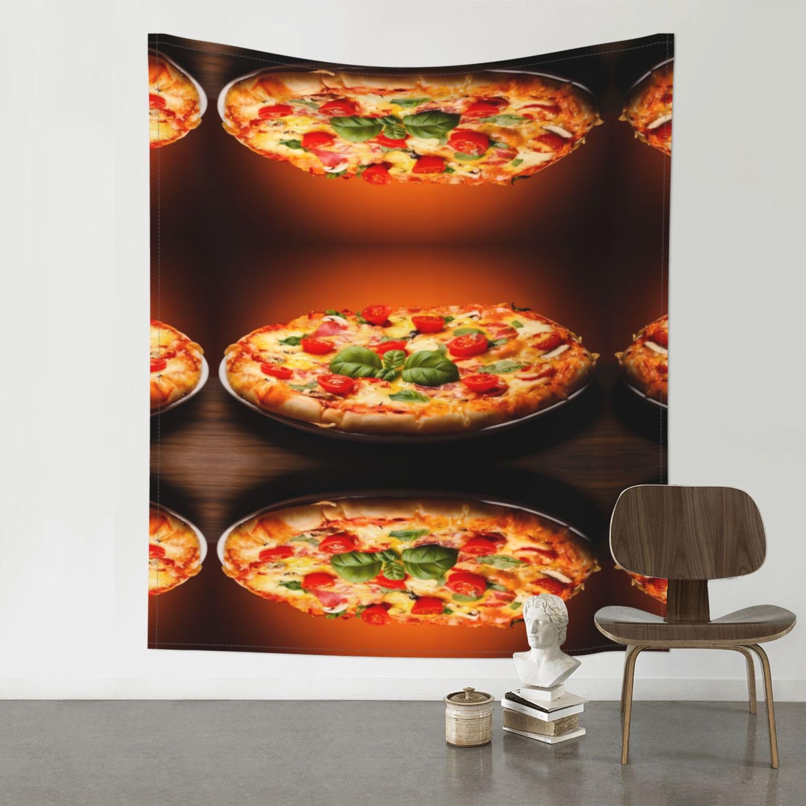 YYHWHJDE Large Pizza Prints Wall Tapestry 60x51in - High-Grade Polyester Throw Blanket for Bedroom, Dorm, Beach & Picnic Decor