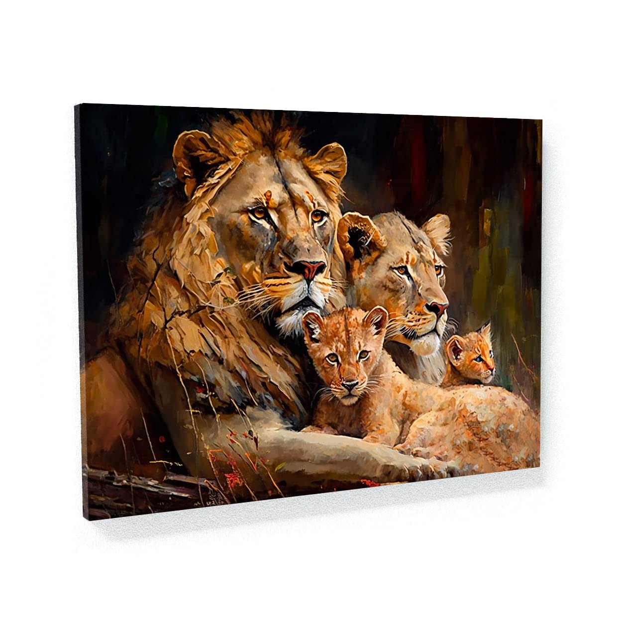 Sense Canvas Lion Family Bonding 31 Canvas Art - Home Decor Wall Art Print Poster Painting Large 40x30 / 0.75"