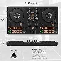 Vista 7 de Pioneer DJ AlphaTheta DDJ-FLX2 Paquete de controlador DJ compacto de 2 canales con estuche, cable para instrumentos y paño de pulido Austin Bazaar