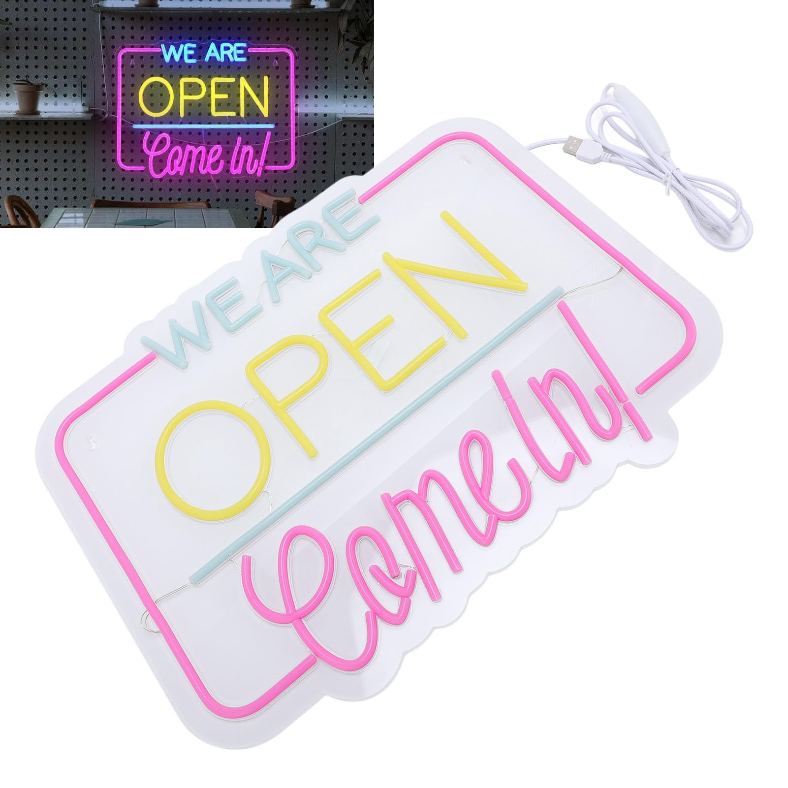 Garosa Letrero de Neón para Decoración de Pared, Letrero Luminoso LED Acrílico con Fuente de Alimentación USB para Decoración Estética de Habitaciones en Bares y Cafeterías