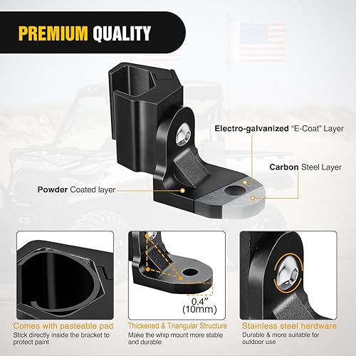 Miniatura 10 de Nilight Soporte de montaje para antena de bandera UTV, soporte de montaje de luz látigo, ajustable, resistente, para 1.5 a 1.75 pulgadas, 1.75 a 2