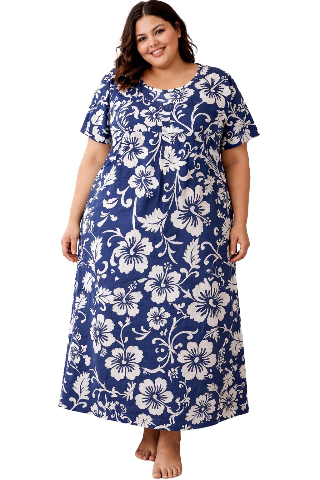 Women’s Plus Size Cotton Nighty, Printed Full Length Maxi Night Gown, Soft Breathable Nightdress Sleepwear for Curvy Women, 3XL to 7XL-image-35