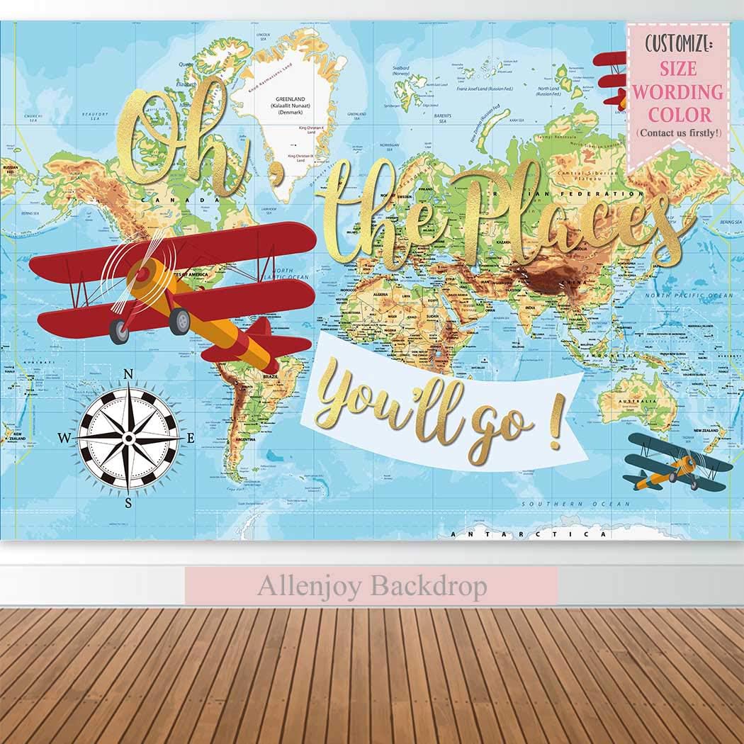 Best Cyber Monday 🔥 Allenjoy 8x6ft Vintage Airplane Backdrop for Cake Smash Photography Hot Air Balloon Kids Boy Pilot 1st First Birthday Baby Shower Party Table Decor Background Photo Studio Prop