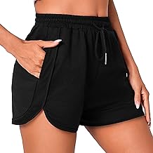 Litherday Short Femme Short de Sport Femme Été Fente latérale Pantalon Court pour Fitness Jogging Running Respirant Doux avec Poches Cordon