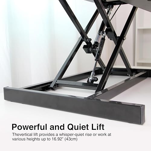 Miniatura 5 de Escritorio de pie de 32 pulgadas de altura ajustable sentado a pie convertidor elevador de mesa doble monitor elevador portátil estación de trabajo