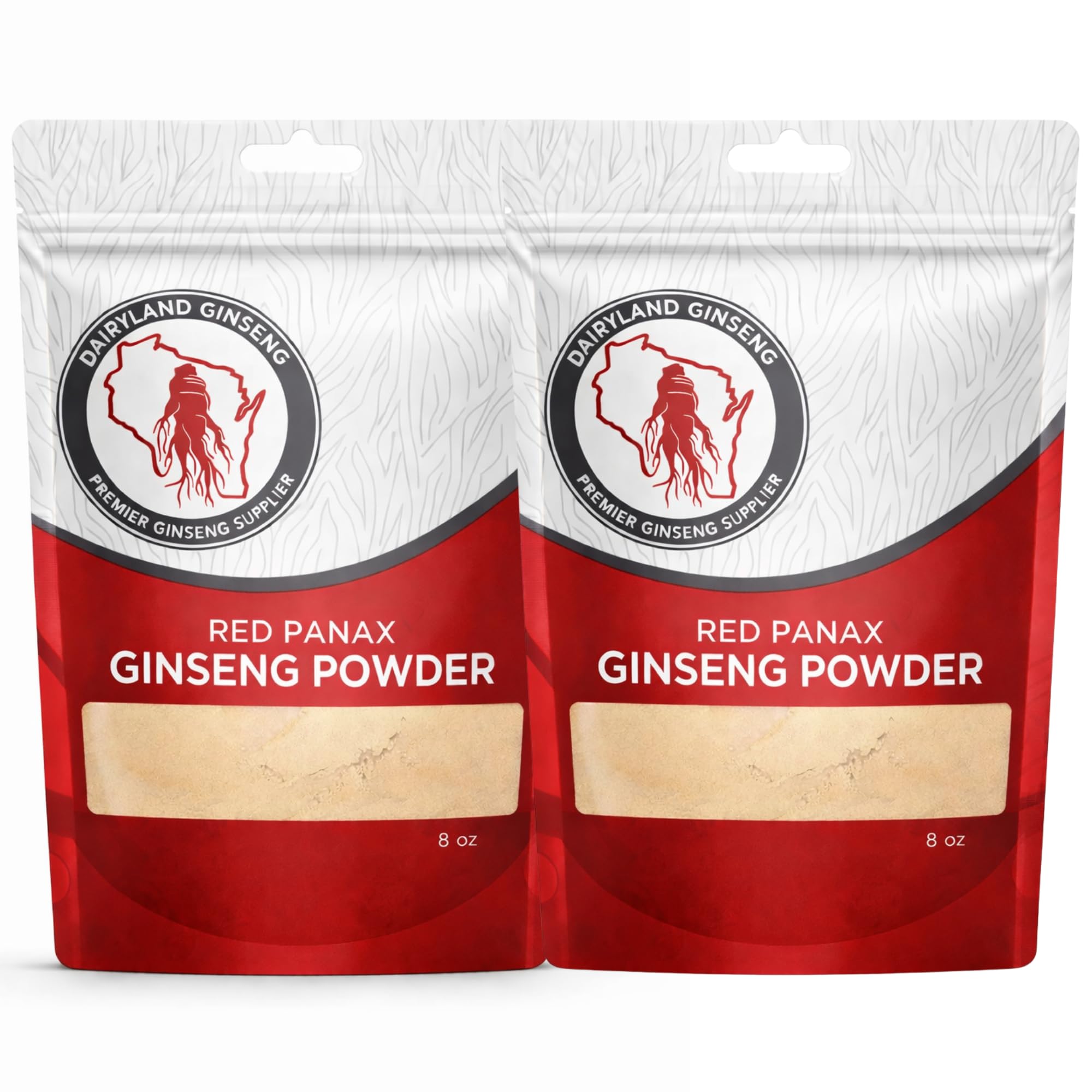 Red Panax Ginseng Powder with Natural Ginsenosides (16 oz)- Supports Healthy Energy, Vitality, Mood and More, Korean Panax Ginseng Root Powder for Smoothies, Coffee or Drinks (2 Packs)