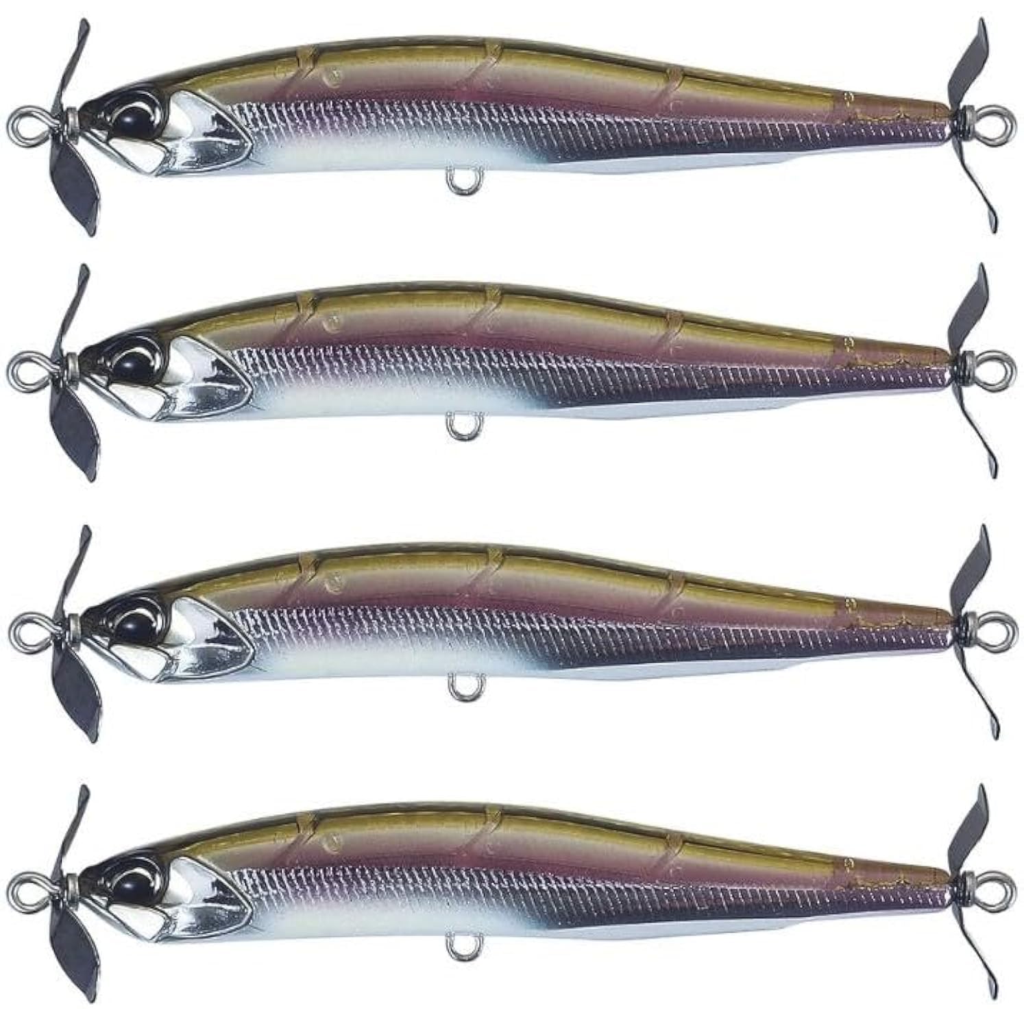 Realis Duo Realis Spybait 80mm/3.14", Pack of 4 - Premium Hard Body Spinbait, Propbait, Lifelike Swimbait for Bass Trout Crappie, Slow Sinking Bass Fishing Lure, Premium Japanese Quality