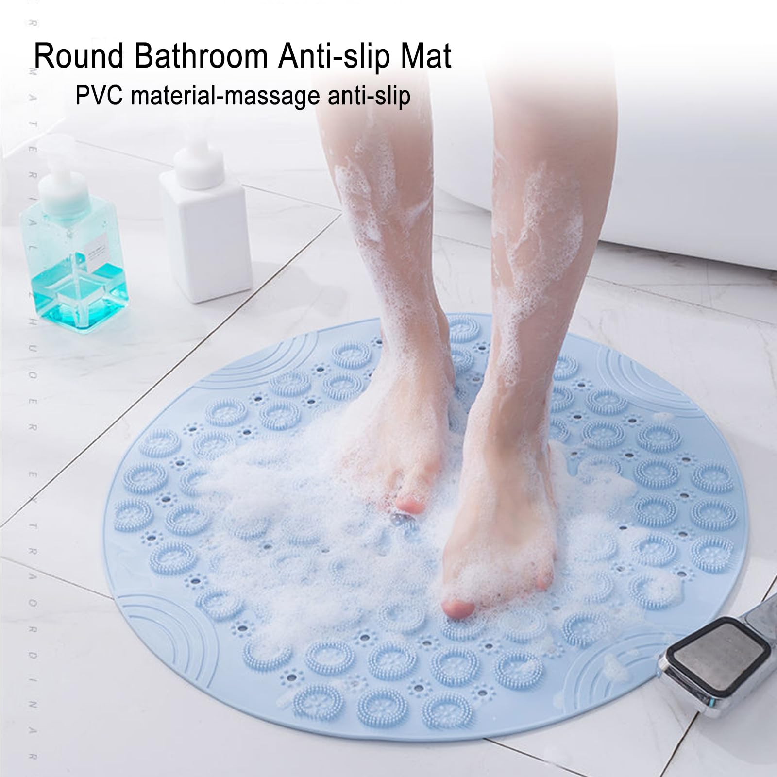 2 Tappetini Doccia Antiscivolo 30x30cm - Con Ventose, Massaggio Piedi, Resistente Alla Muffa - Foto 6