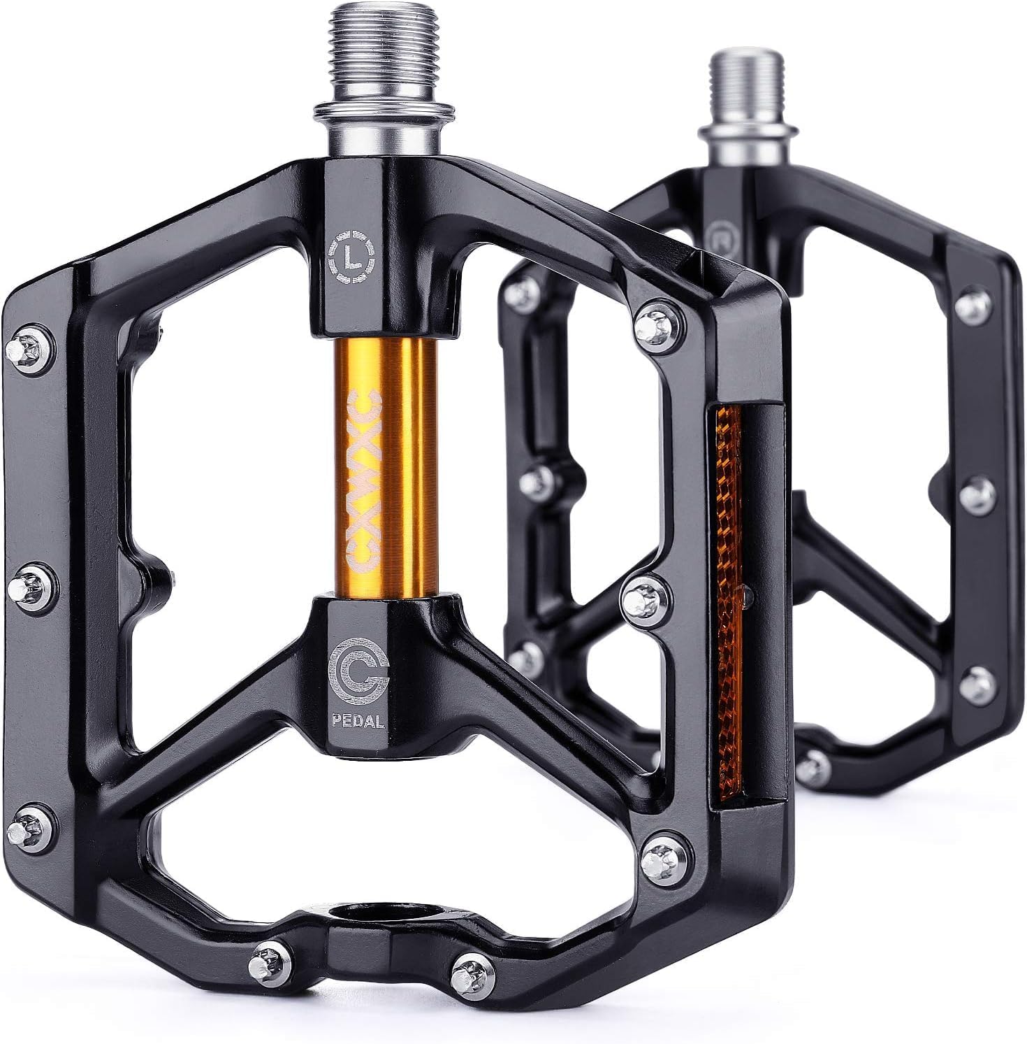 CXWXC Road/MTB Bike Pedals - Aluminum Alloy Bicycle Pedals - Mountain Bike Pedal with Removable Anti-Skid Nails