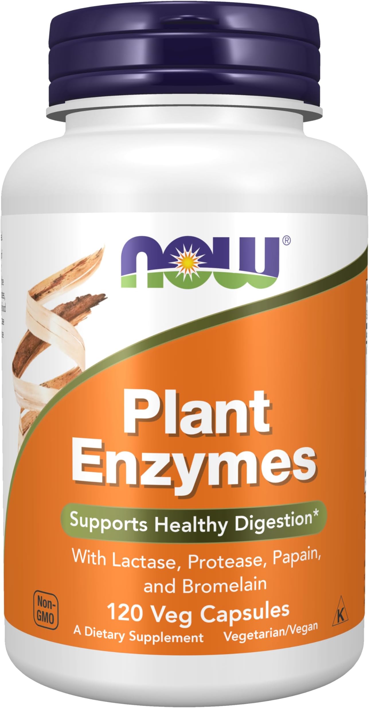 NOW Supplements, Plant Enzymes with Lactase, Protease, Papain and Bromelain, 120 Veg Capsules