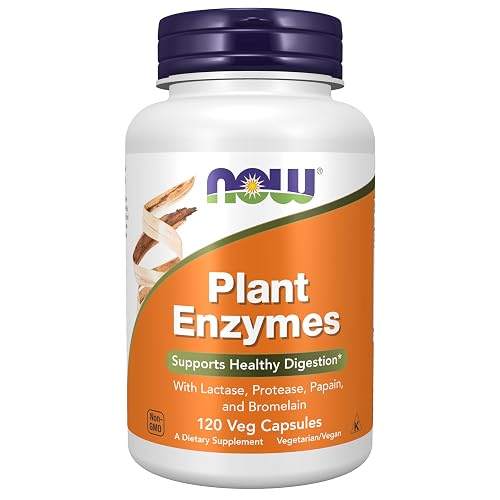 NOW Supplements, Plant Enzymes Lactase, Protease, Bromelain, 120 Veg Caps