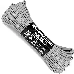 Corda Atwood MFG 550 Paracord 100 pés 7 fios núcleo de nylon paraquedas cordão exterior equipamento de sobrevivência feito nos EUA | cordões, braceletes, alças e chaveiro, Cinza