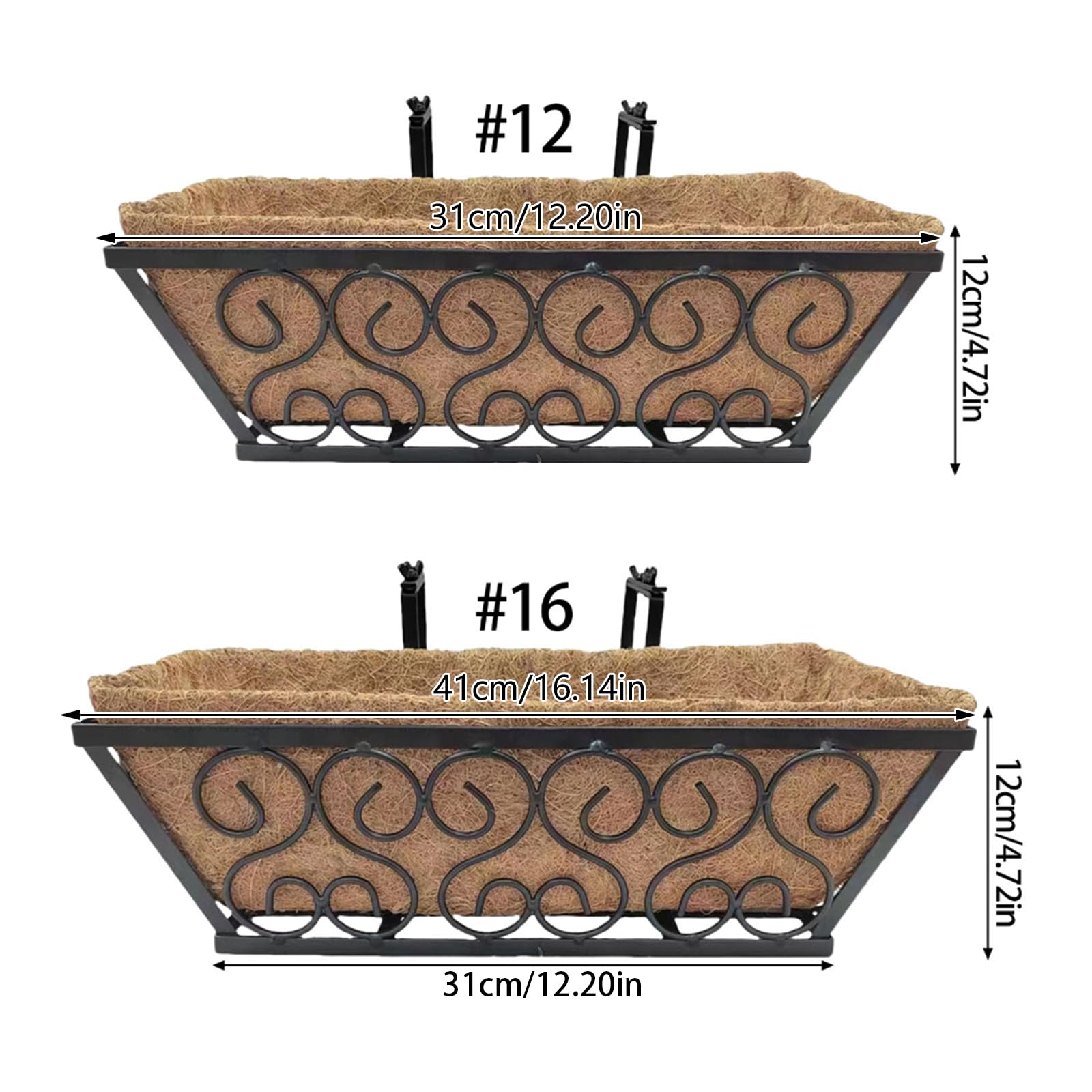 Générique Panier de jardinière Suspendu en Fer forgé européen, Pot de Fleur pour Balcon, Jardins, décoration extérieure, Panier de jardinière Respirant