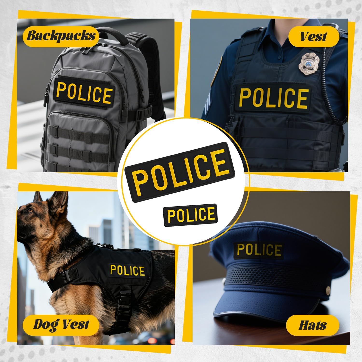 Patch, Tactical Embroidered Applique Hook & Loop Patch for Tactical Vest Uniform Jacket Caps 1 Large 1 Small