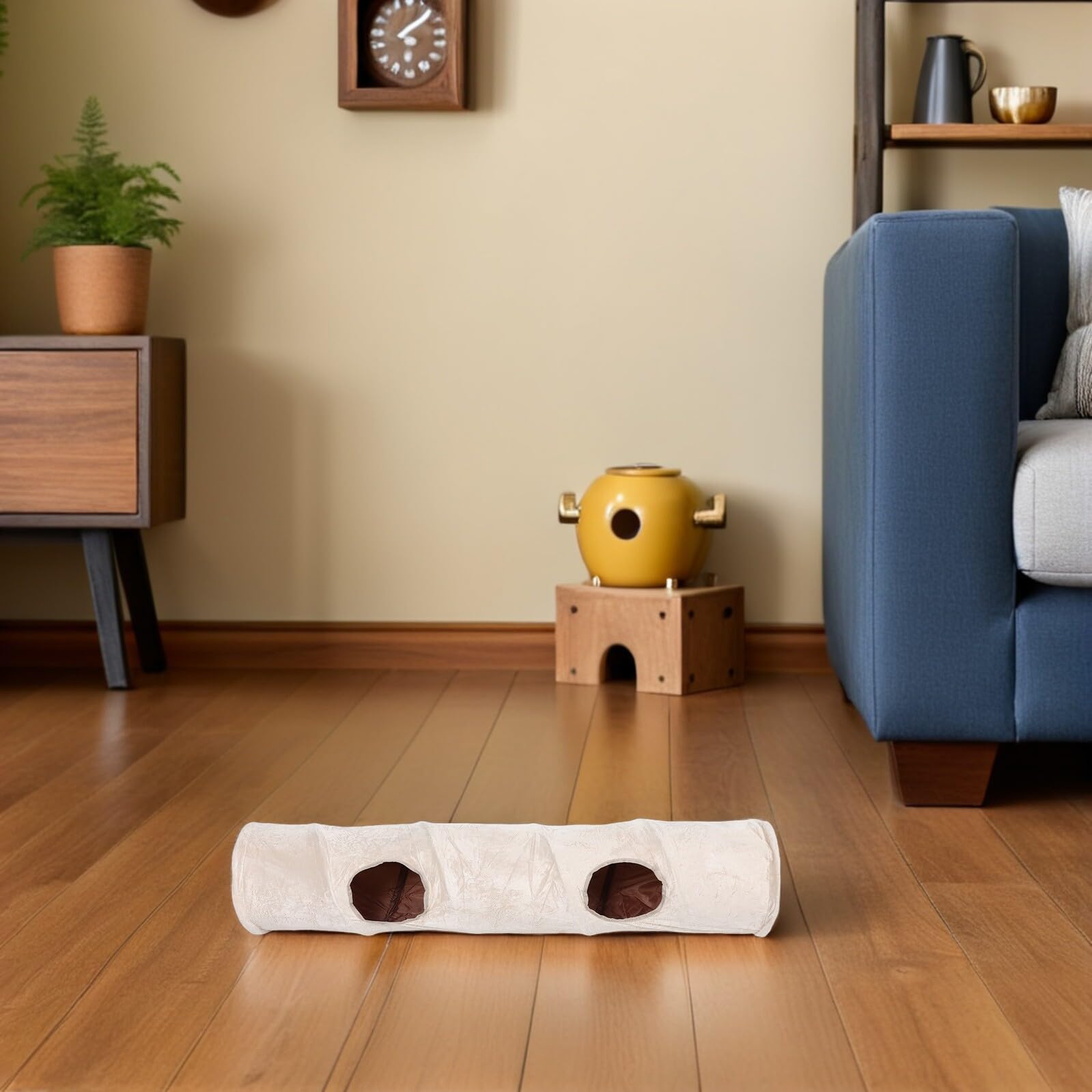 Abaodam Túnel para Gatos de Interior y Resistente con Dos y Pelota Interactiva Accesorio Multifuncional para Exploración y Descanso de Mascotas Pequeñas