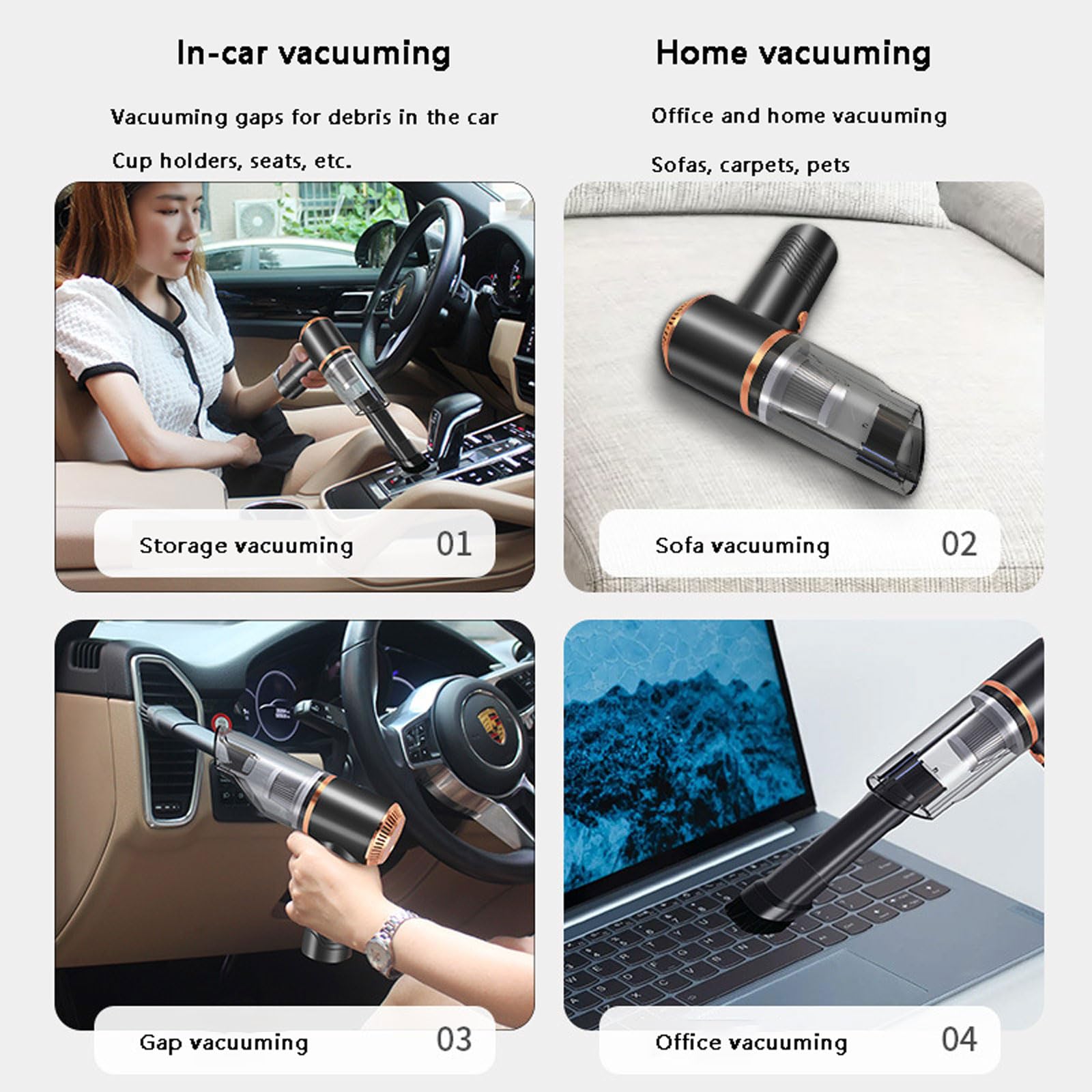 aspiradora para Coche, Aspiradora portátil y Ligera for Coche, Recargable por USB