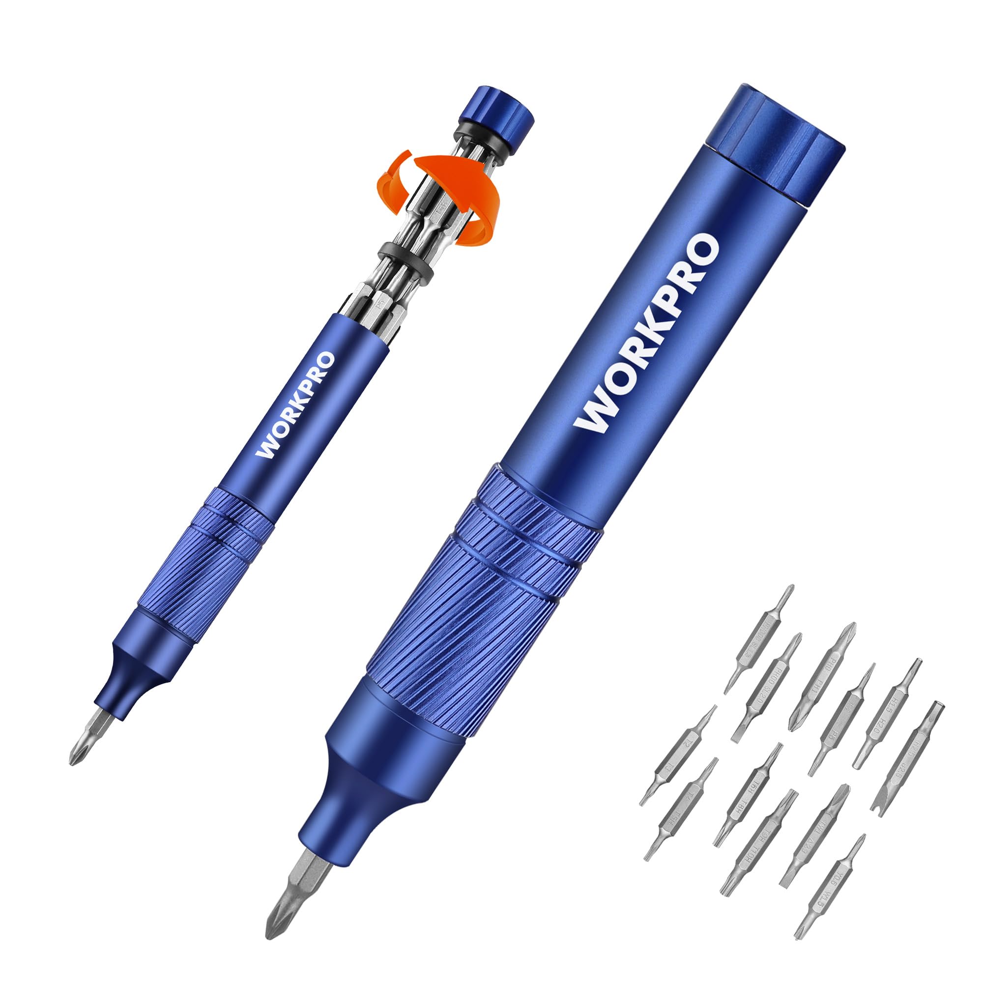 WORKPRO 24 in 1 Precision Screwdriver Set, Pen Style Manual Driver, 24 Small Screwdriver Bits Made of Durable S2 Steel - Perfect for Eyeglasses, Watches, Laptops, Phones, Jewelry, Electronics - Blue