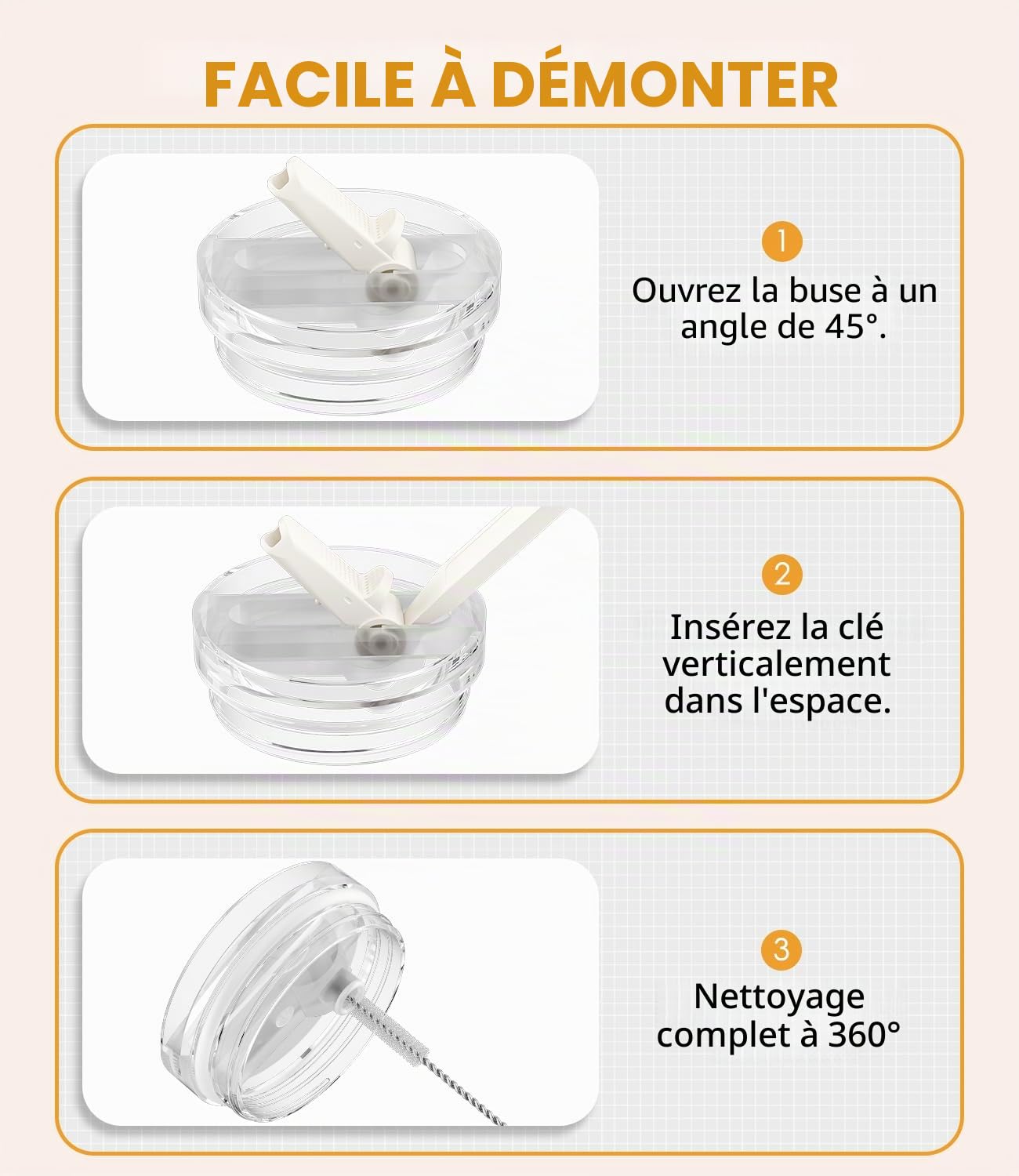 CloudValley [2 Pièces] Couvercle Étanché pour Stanley Cup 30 oz Accessoires, Remplaçant avec Paille Pliable en PC, [Amovible & Facile à Nettoyer] Couvercle de Protection Réutilisable, Blanc