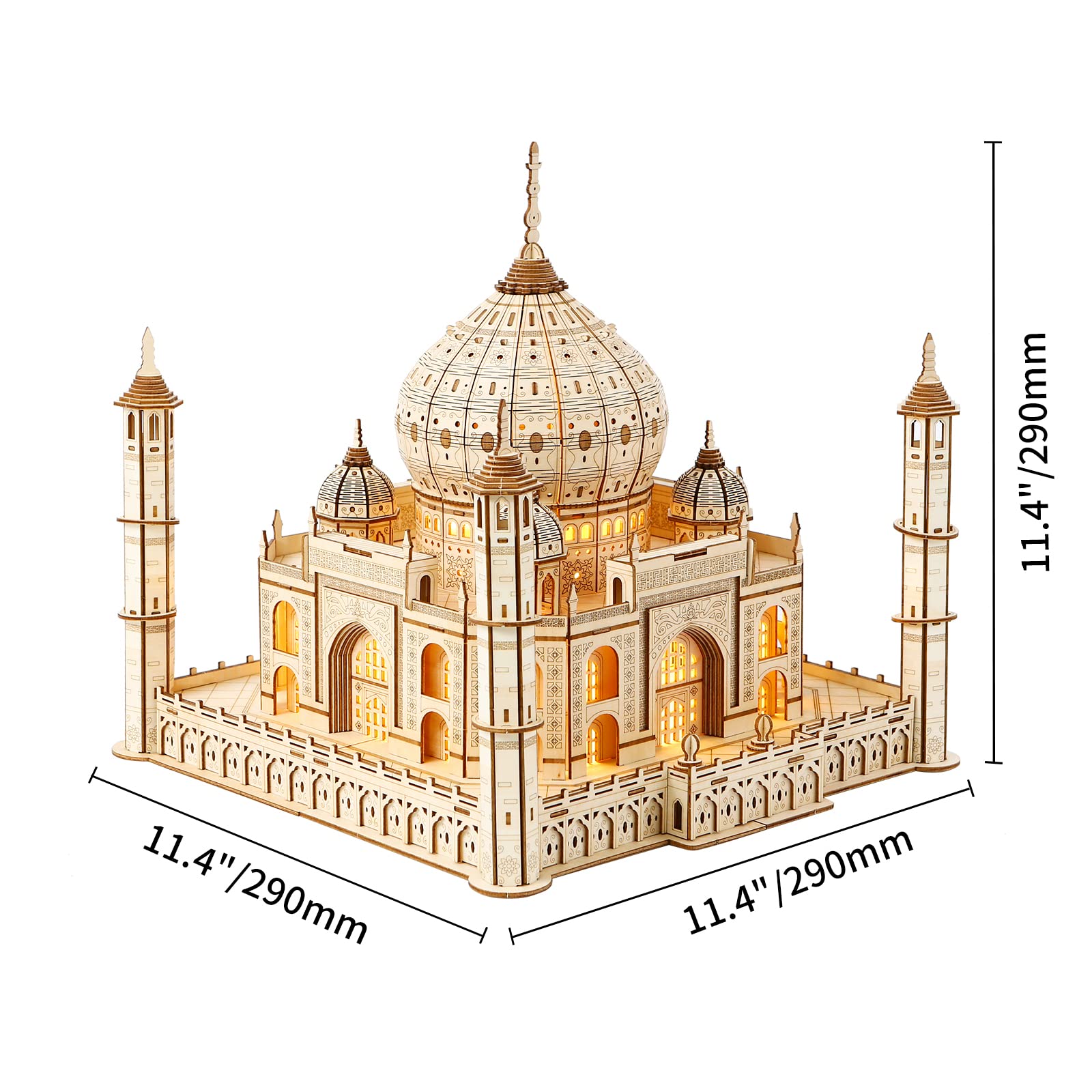 Drewniane puzzle 3D, wzór architektury drewna Taj Mahal, samodzielne drewniane puzzle konstrukcyjne, zabawka rzemieślnicza, prezent dla dorosłych, kobiet i mężczyzn, 388 elementów