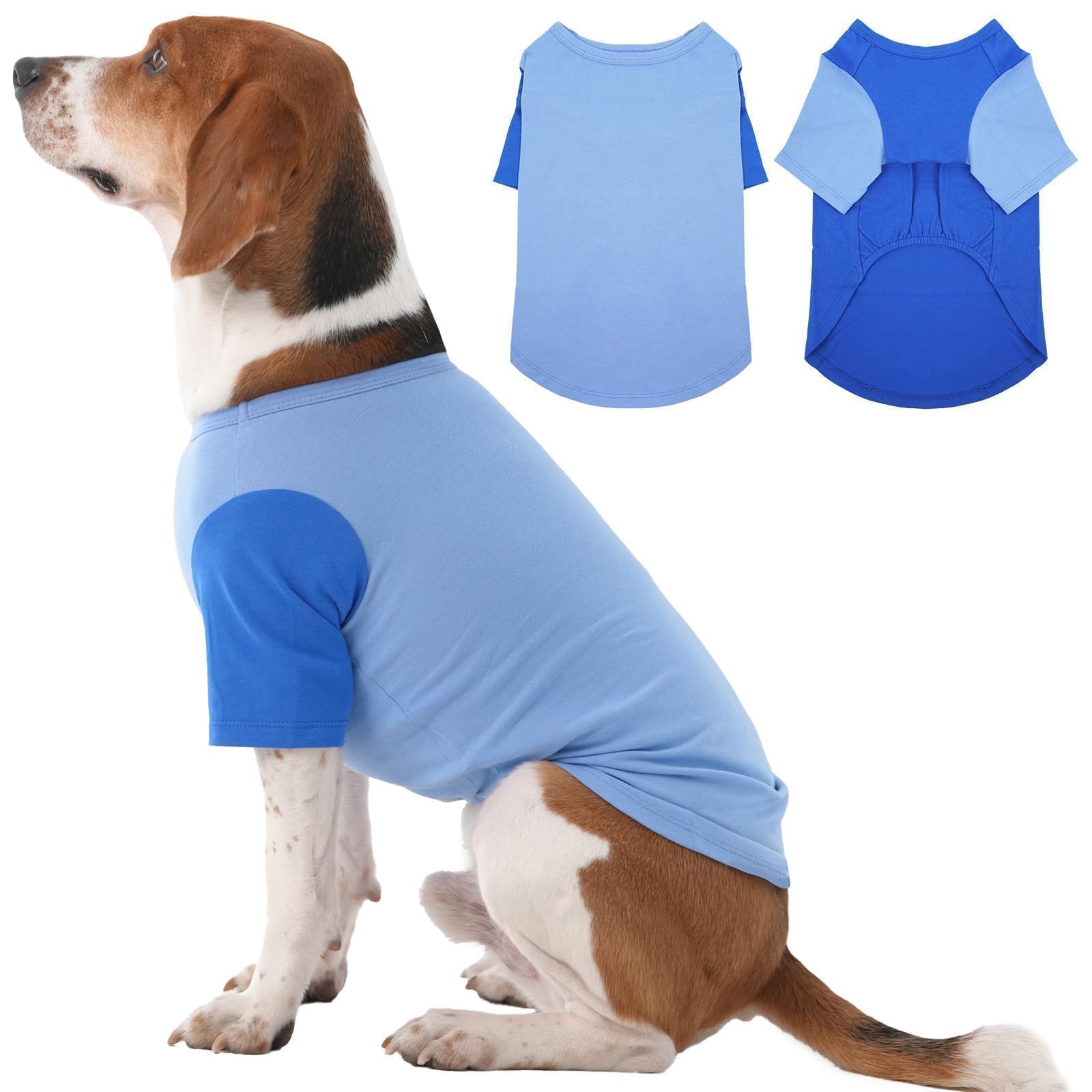 IKIPUKO 2 Pack X-Large Dog Shirts - Breathable Lightweight Durable Tees, Durable Moisture-Wicking Clothes for Sleeping Hot Summer Day Outdoor