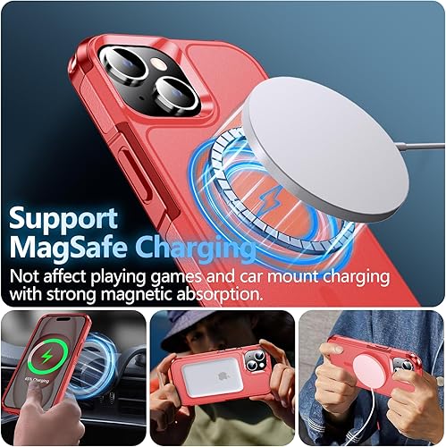 Miniatura 3 de MOZOTER Funda diseñada para i 1 Pro con magnético, rojo