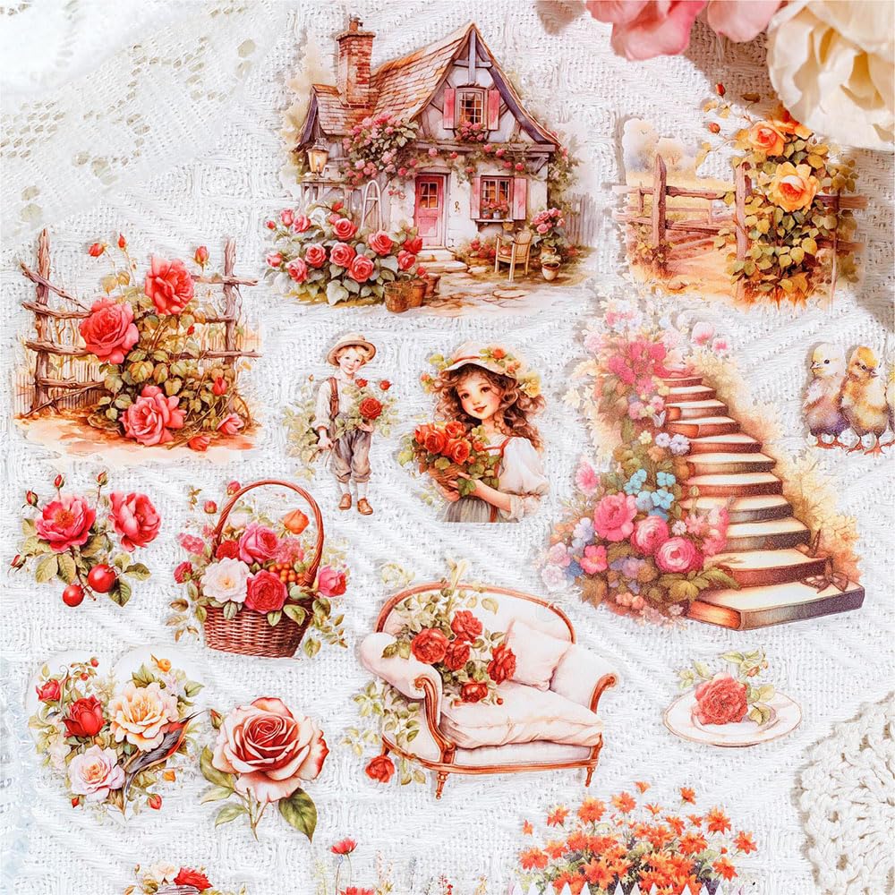 RISYPISY 160 Pieces Flower Scrapbooking Sticker Set Plants Decorative Stickers Vintage for DIY Planners Bullet Journals Photo Album RISYPISY 160 Pieces Flower Scrapbooking Sticker Set Plants Decorative Stickers Vintage for DIY Planners Bullet Journals Photo Album