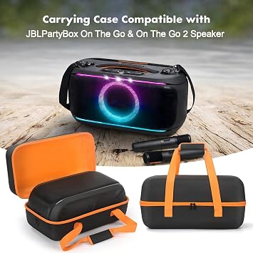 Hard Travel Case for JBL Partybox On The Go 2 Outdoor Party Speaker, Waterproof Nylon EVA Carrying Case Storage Bag Compatible with JBL Partybox On The Go Portable Speaker