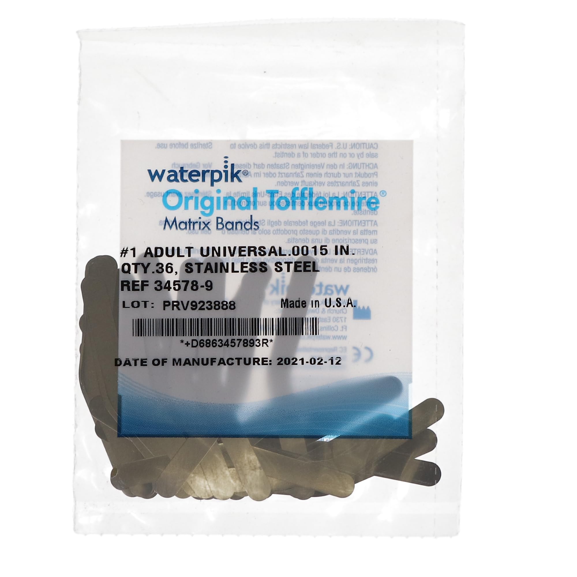 Amazon.co.jp: WaterPik Technologies Inc 34578-9 マトリックスバンド Tofflemire #1  .0015 36個パック : 産業・研究開発用品