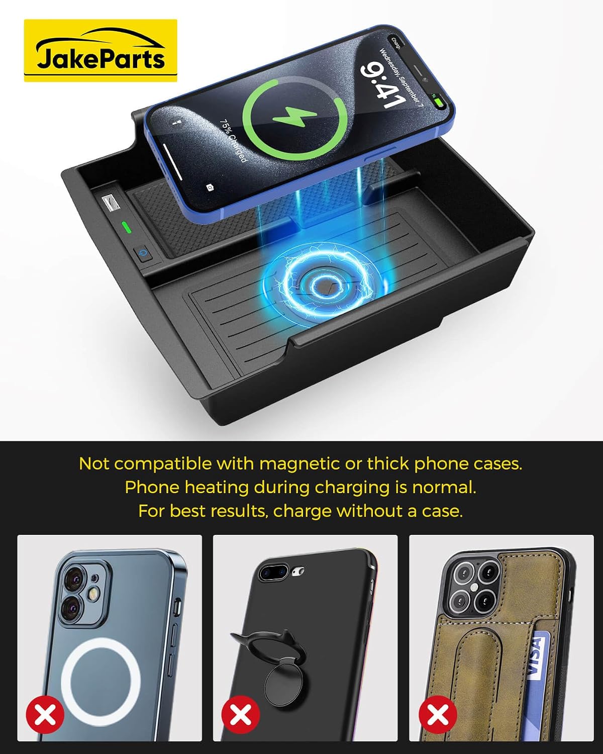 Wireless Phone Charging Pad for Ford Bronco 2021-2024, Center Console Organizer Wireless Charger Custom Fit for Bronco 2024 2023 2022 2021, Car Interior Accessories image 3