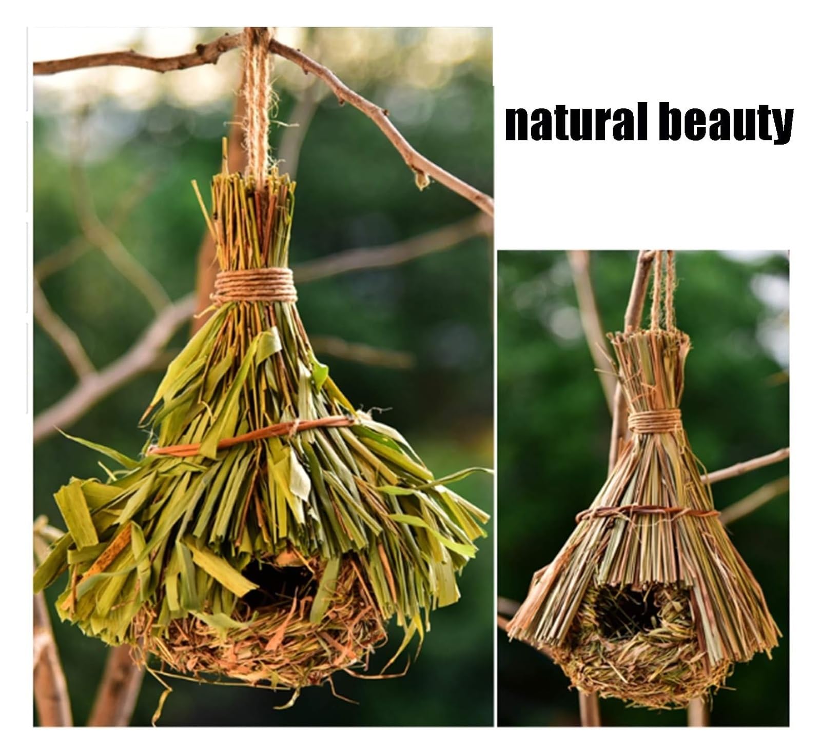 Nichoir à oiseaux naturel tissé à la main pour jardin et cour