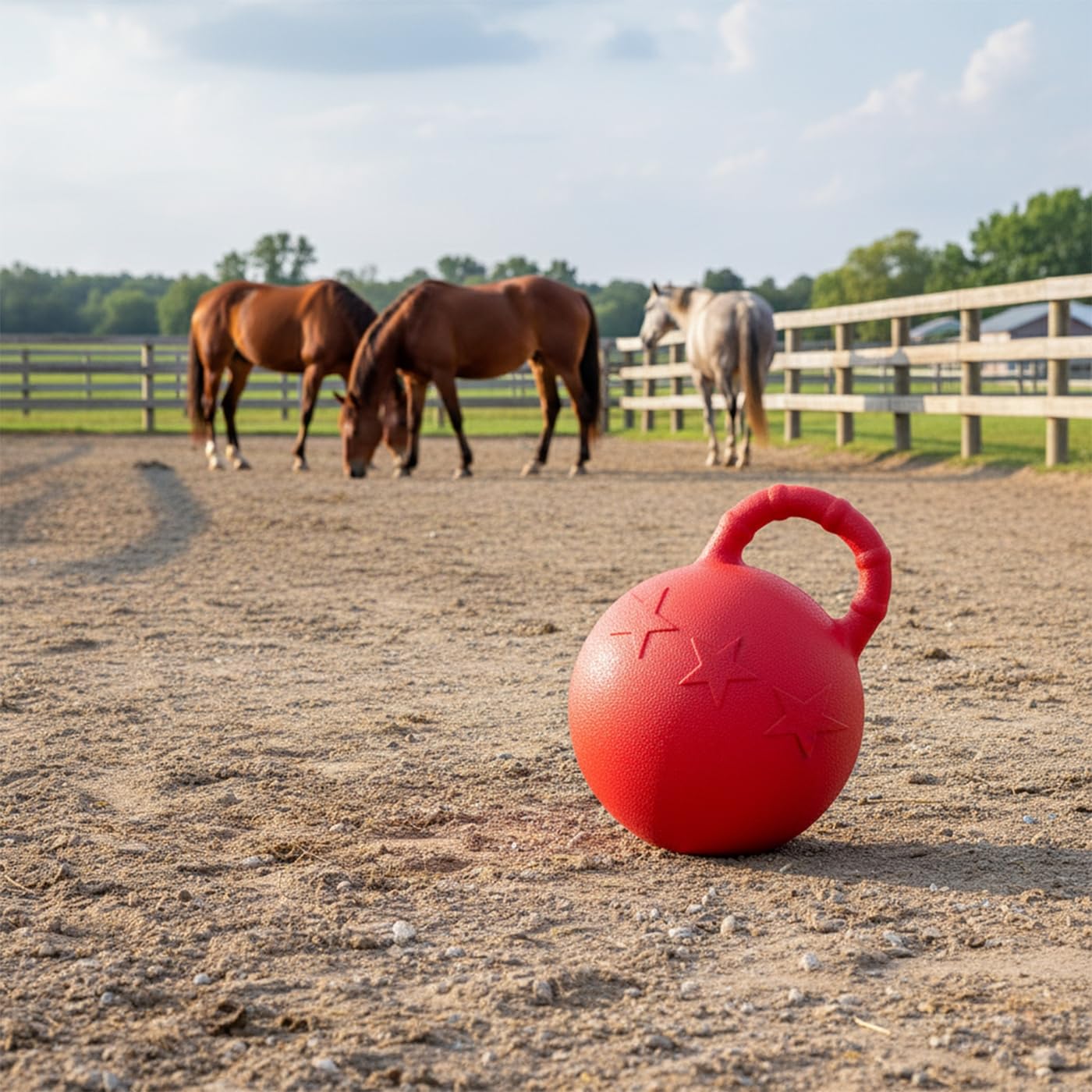 VOSS.farming Spielball mit Griff für Pferde 25cm rot Eva Kunststoff Beschäftigungsspielzeug
