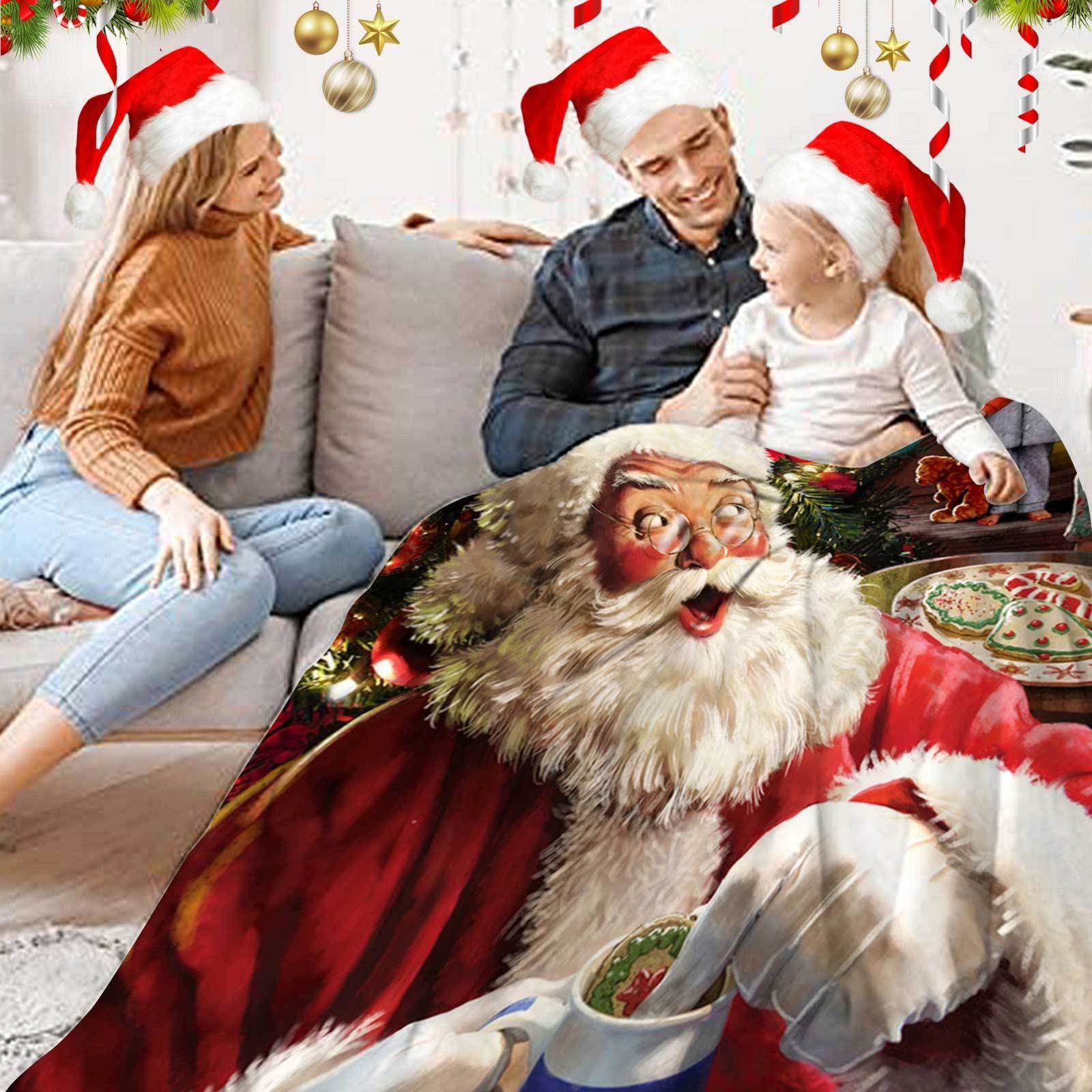 RDJSHOP Manta Navidad Feliz Navidad, Manta Navideña de Franela Santa Manta Mullida Ultra Suave y Acogedora para la Decoración del Hogar, Vacaciones de Invierno,Style6-150x200cm