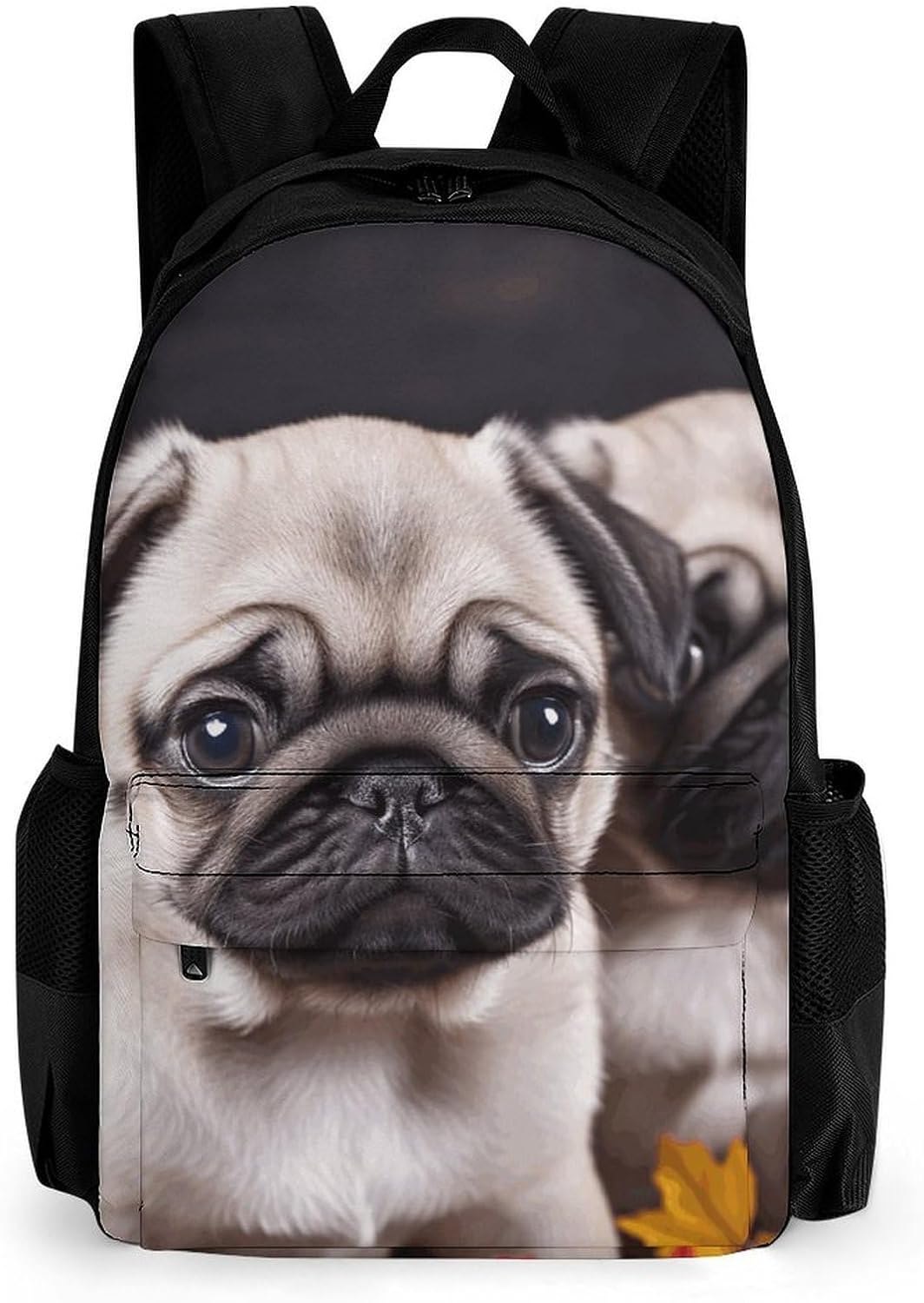 Portable Puppys Pug Backpack with Front & Side Pockets