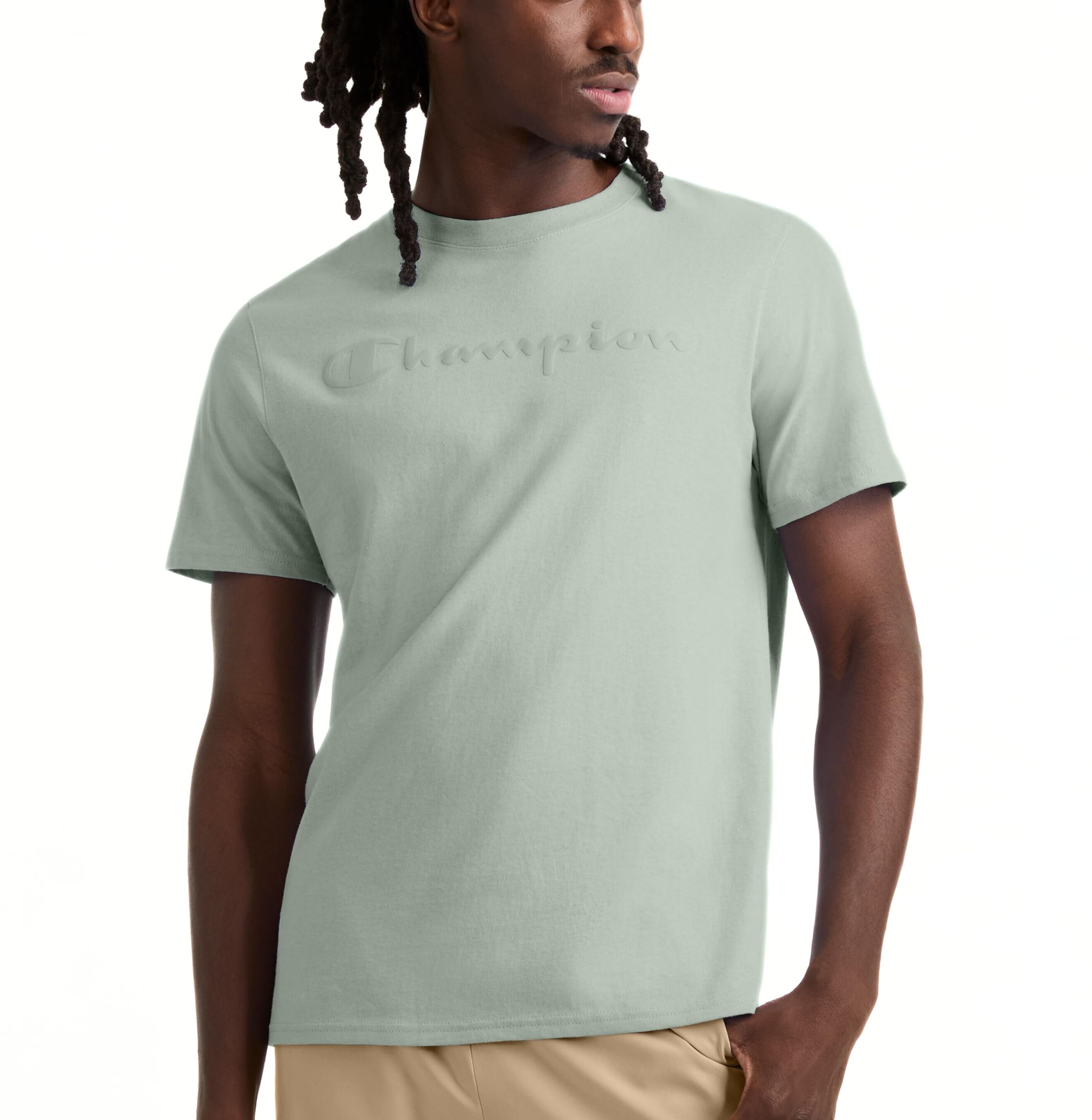 Champion Men's Classic Graphic T-Shirt, Script Logo, Clever Sage, Large