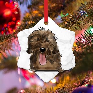 Ornament - Watercolor Peeking Dog Mom Pet Xmas Tree Ornaments Bosnian Broken Haired Hound Ornaments Christmas Decorations Gift Dog Lover Gift Novelty Ceramic Christmas Ornaments Gift