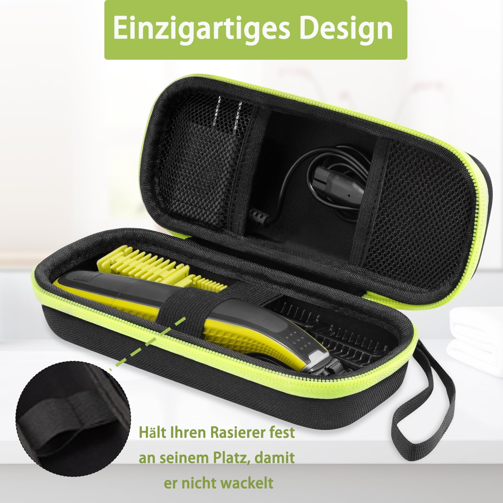 Guscio rigido da viaggio per Norelco Uomo Hybrid Trimmer e Rasoio (Verde)