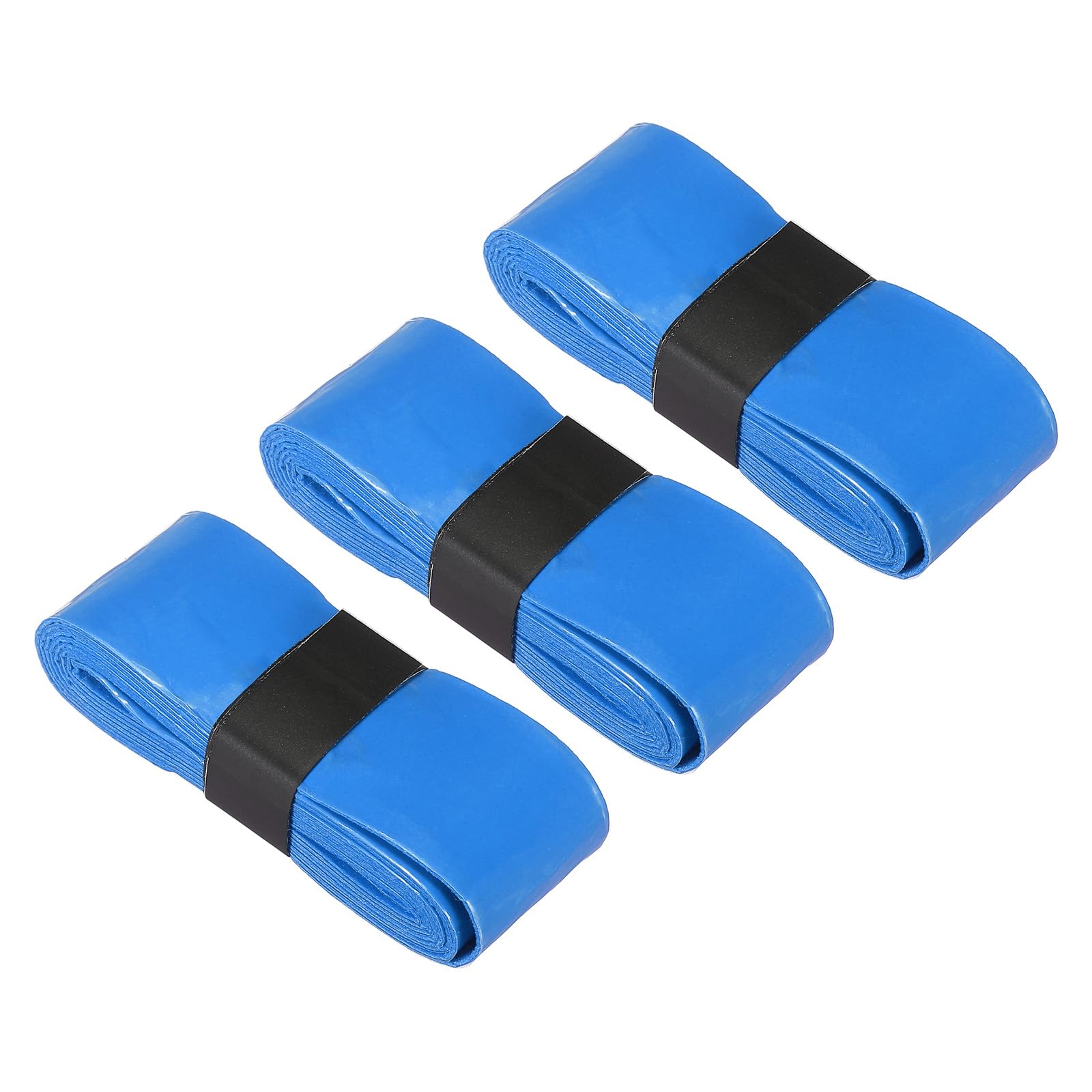 PATIKIL Tennis Racket Grip Tape, 3 Pack PU Racquet Overgrip with Damping Ridges Anti-Slip Absorbent Perforated Handle Grip Flat Adhesive for Badminton Pickleball Fishing Rod, Blue