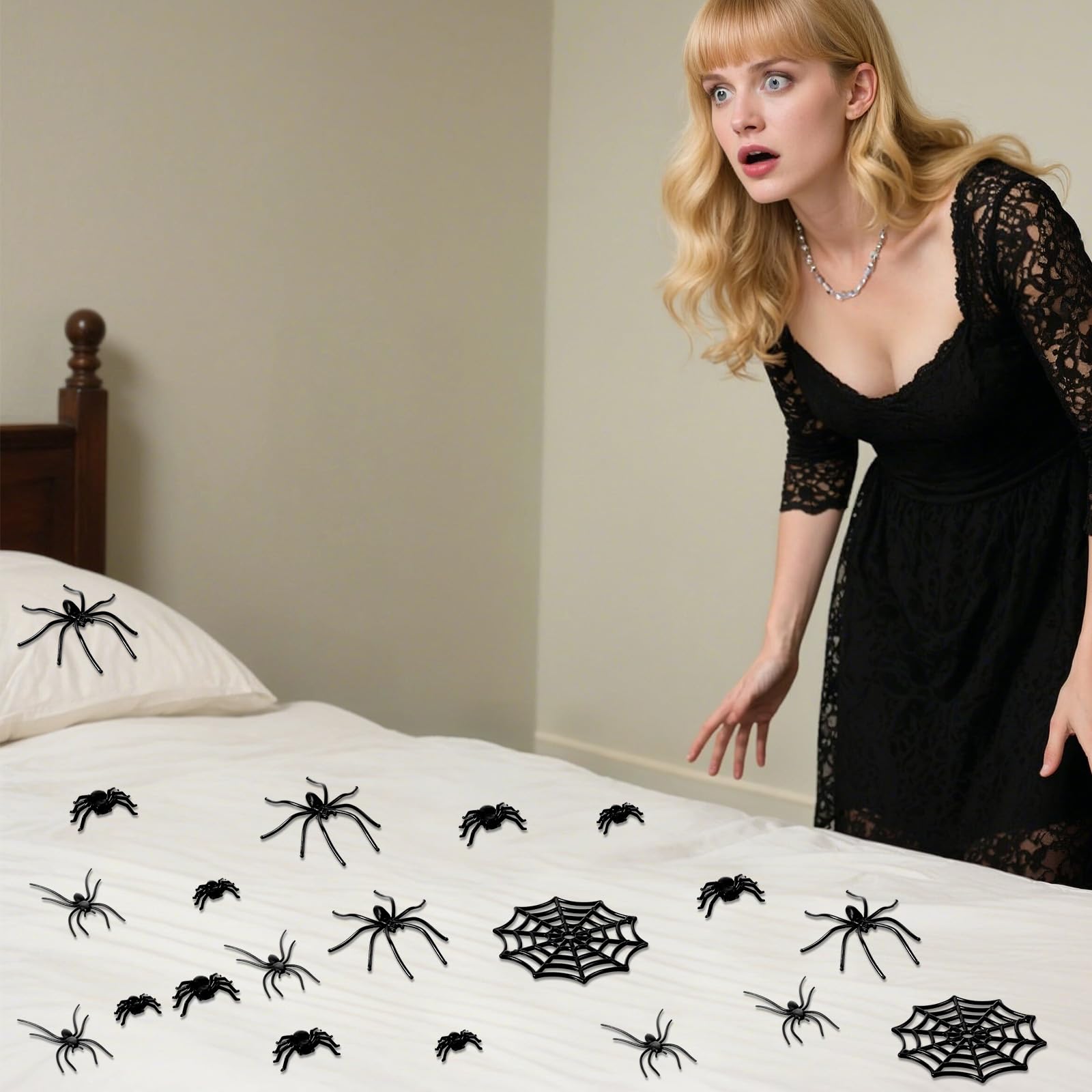 120 Pcs Halloween Spooky Black Plastic Spiders Halloween Party Decorations Mini Prank Realistic Spiders Joke Prank Spiders Props for Halloweens Embellishments Home Party Supplies - Image 4