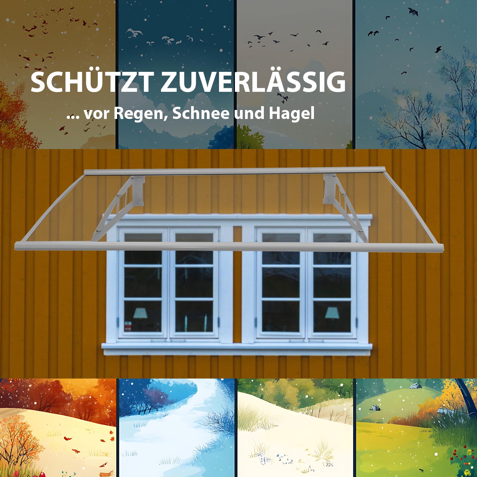 TRUTZHOLM Vordach für Haustür aus Aluminium und Polycarbonat 115 x 80 cm Haustürvordach Pultvordach Türdach Türvordach Haustür Dach