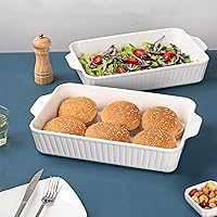 Vista 9 de Casserole Dishes for Oven 9x13,2 Pack Ceramic Baking Dish Large & Deep,4.2 QT Casserole Dish Set with Handles Durable Bakeware for Lasagna, Roasts