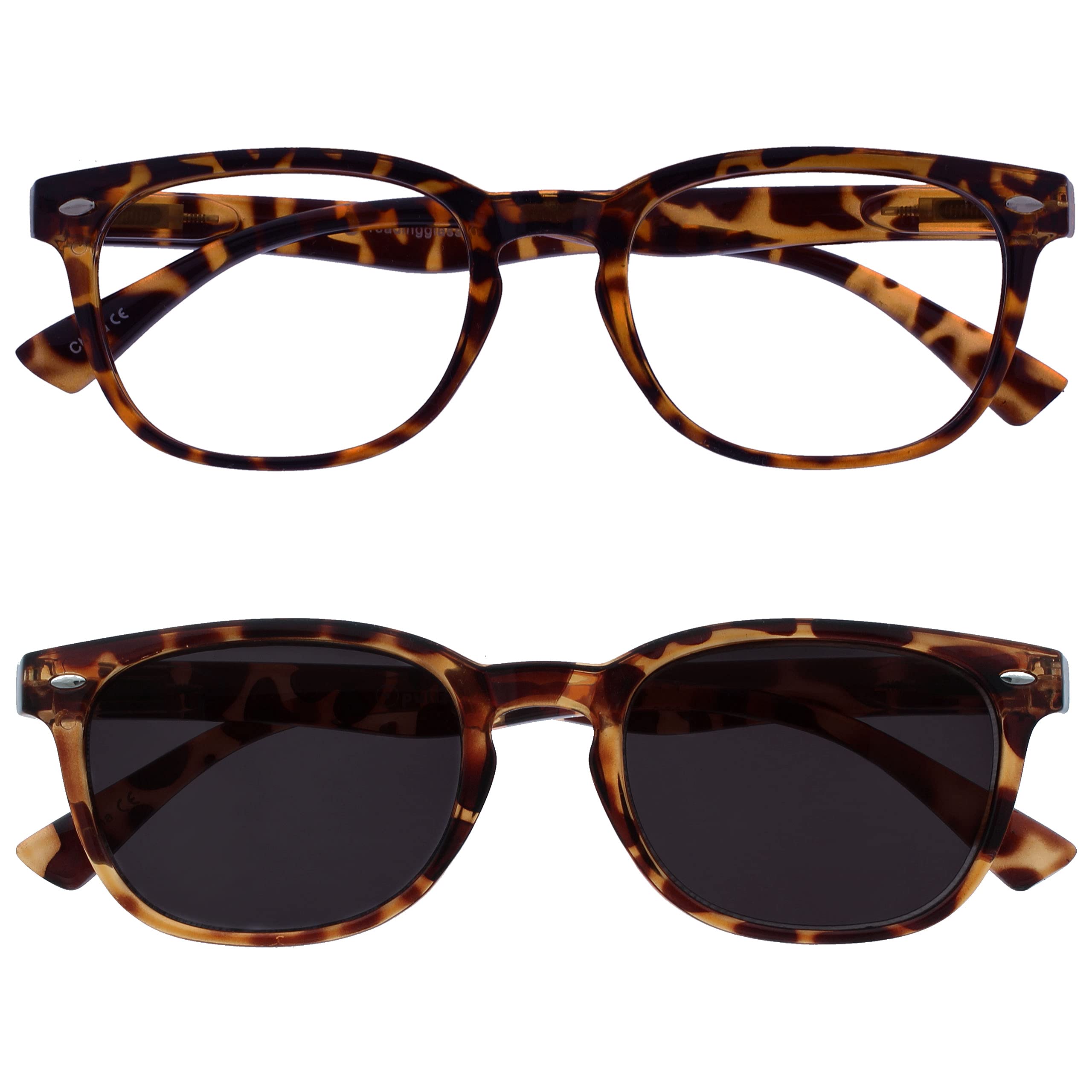 The Reading Glasses Company Gafas De Lectura Marrón Carey Lectores Con El Lector De Sol A Juego Paquete Doble Hombres Mujeres Rs14-2T +2,50 2 Unidades 70 g