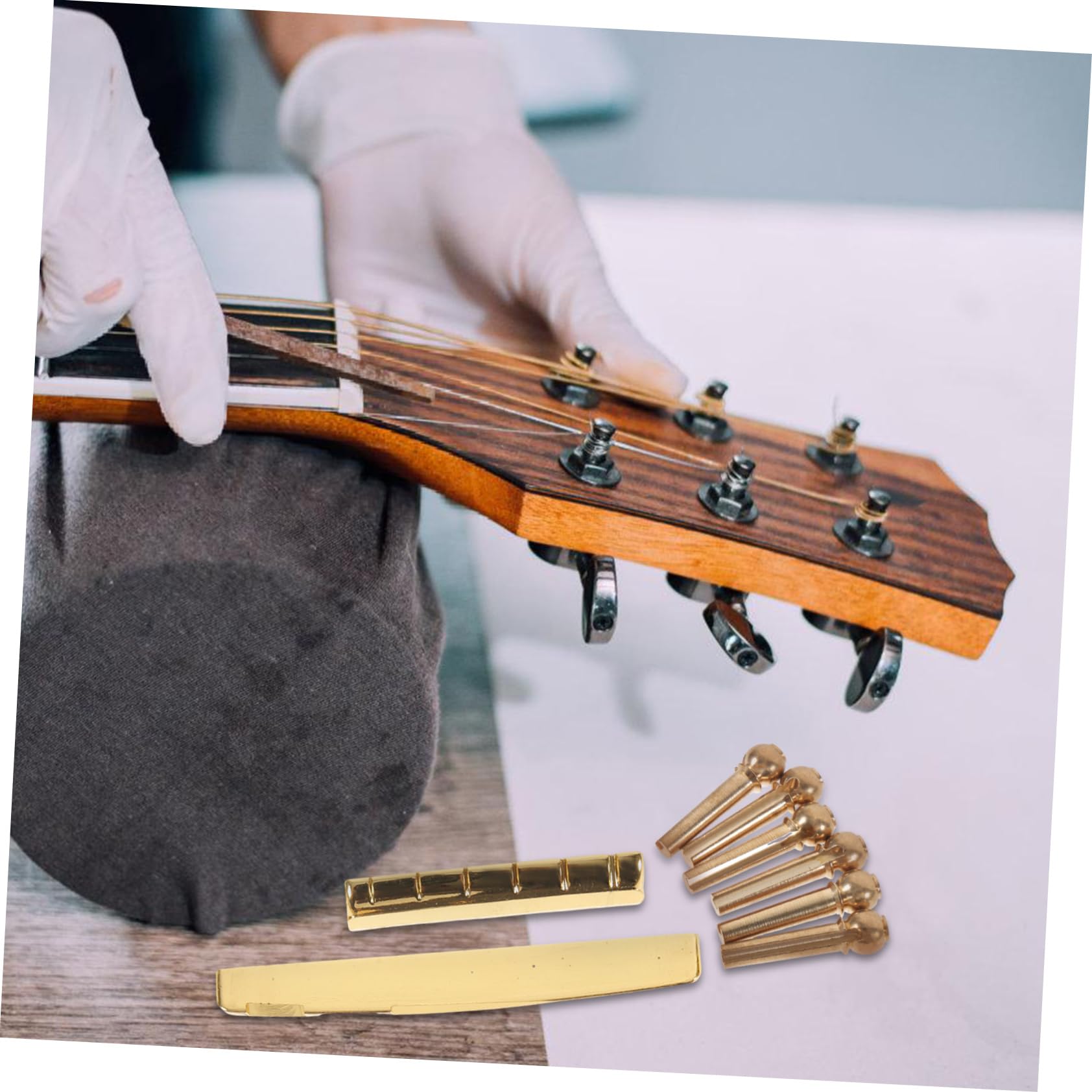 Lot De 6 Chevilles De Chevalet Pour Guitare Acoustique - En ABS Noir - Pour Remplacement Et Accordage