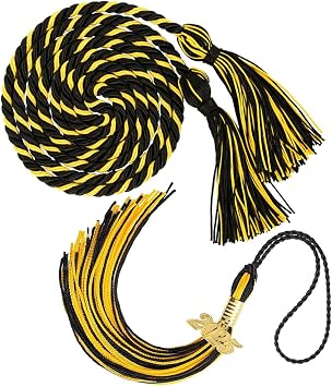 2025 Graduation Tassel Graduation Cap Tassel with 2025 Year Gold Charms for Graduate Hat Ceremonies Accessories Black&Gold, with Honor Cord