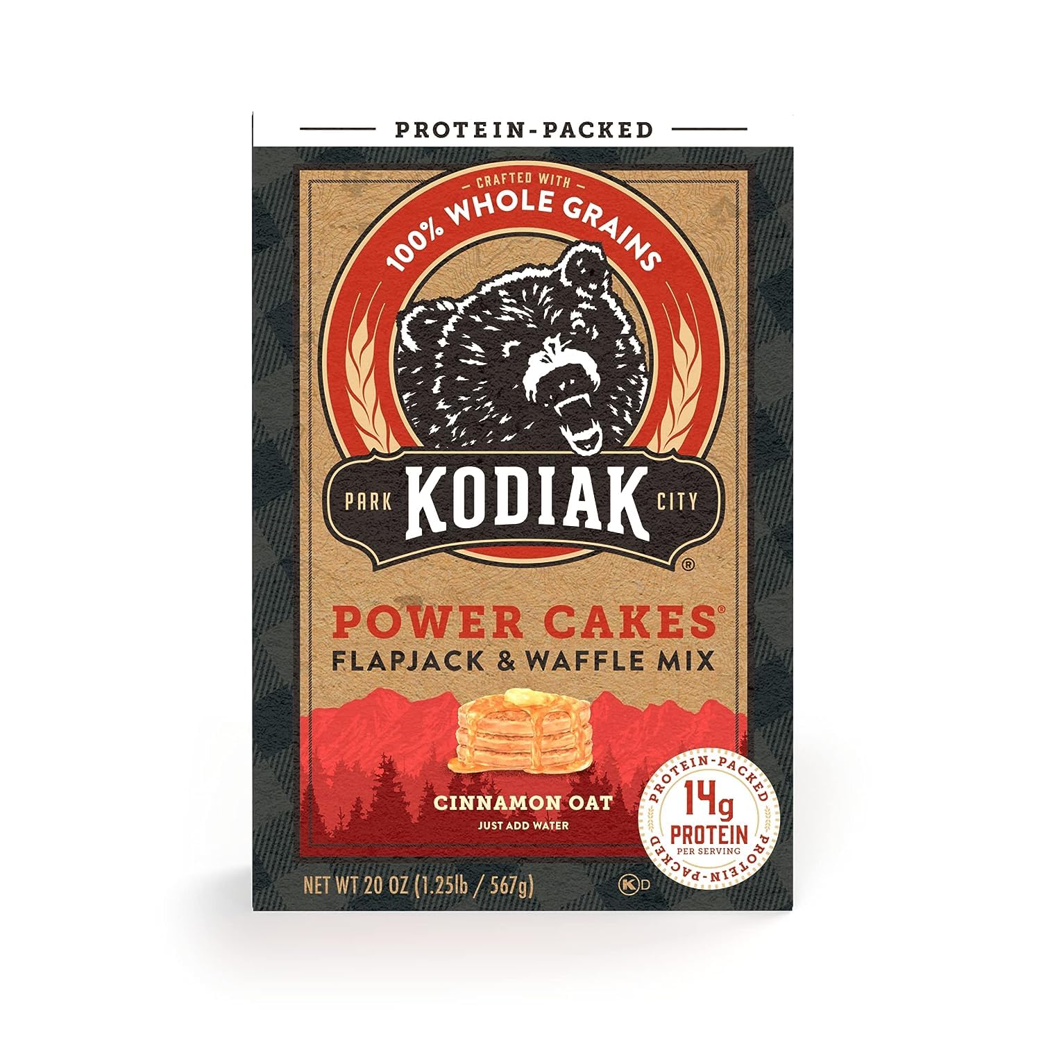 Kodiak Power Cakes, Pancake & Waffle Mix, Cinnamon Oat, High Protein,100% Whole Grains 20oz (567g) - Pack of 1