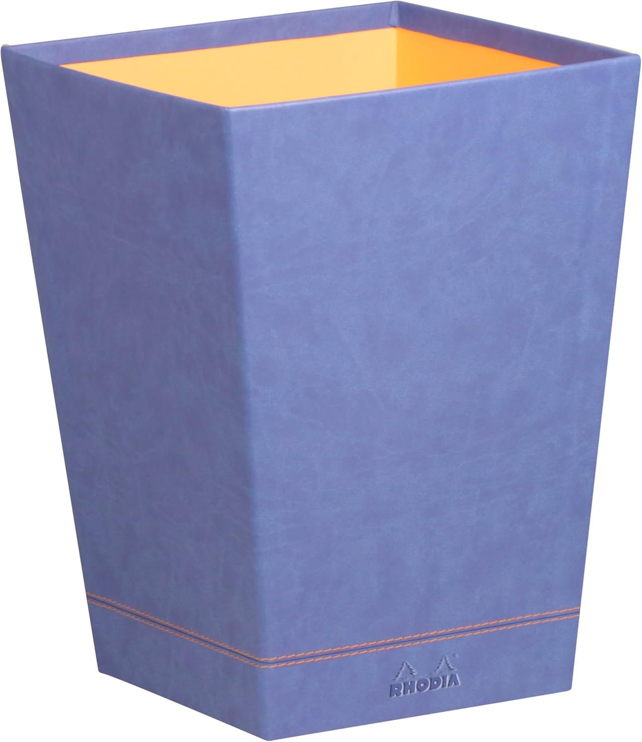 RHODIA 318826C - Anise Waste Paper Bin - 24x24x32 cm - Orange Saddle Stitching - Faux Leather Exterior - Rhodiarama Home Office Collection - Office Organization & Designer Storage