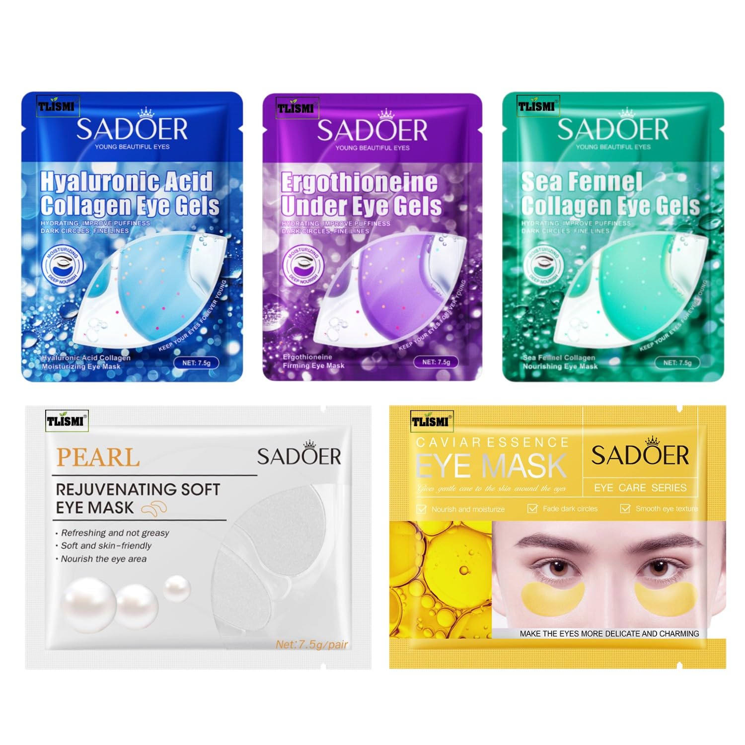 TLISMI Collagen Tender Smooth Mask | Hydrating Reduce Fine Lines and Removing Dark Circles Nourishing Patches for Girls & Women | Anti-Wrinkle Eye Bag for Daily Eye Care (Pack of 5 Pairs)-image-12