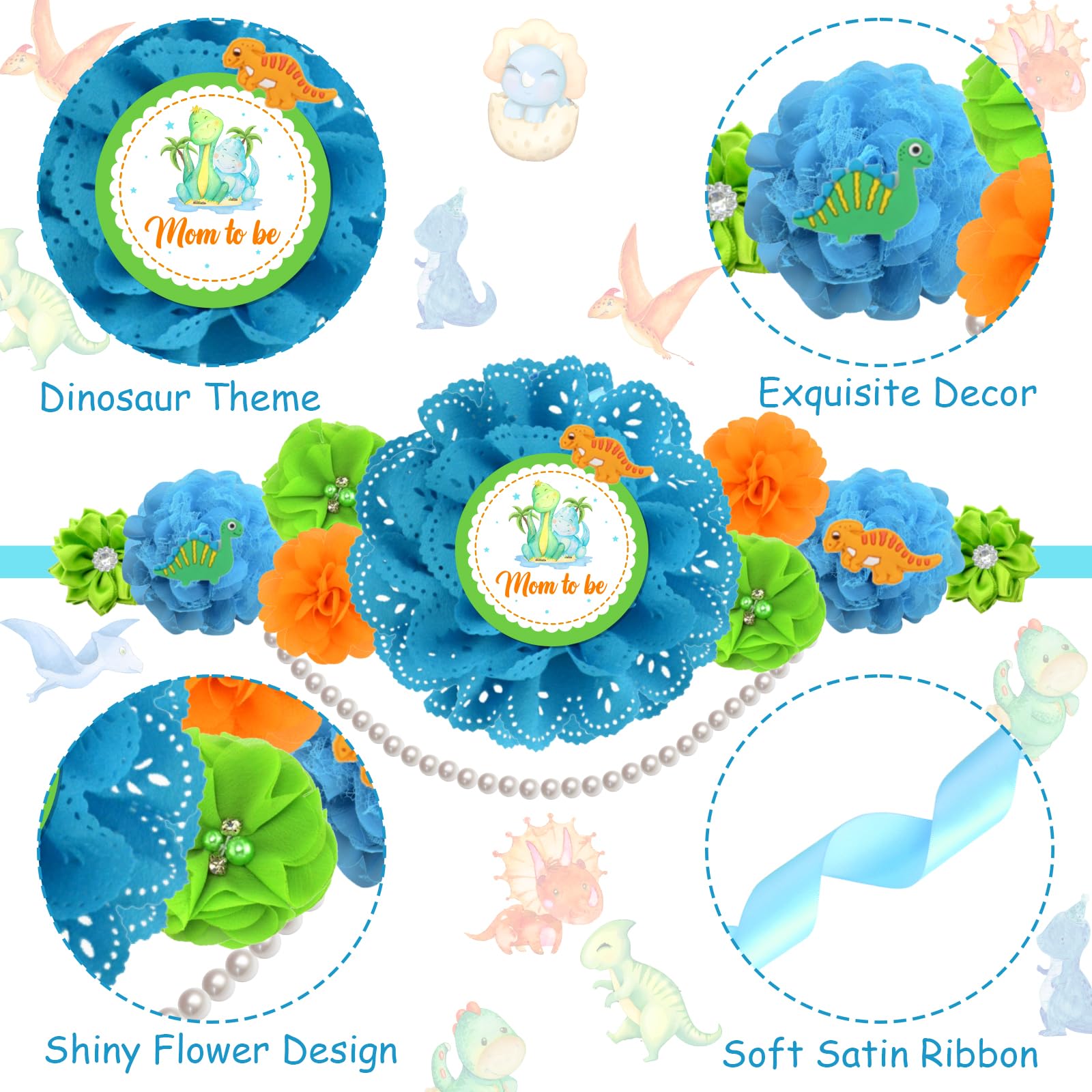 Amazon.com: JOYMEMO Dinosaur Baby Shower Maternity Sash Kit  display picture 3