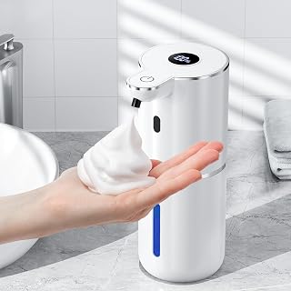 Amyzavls Seifenspender Automatisch mit Digitalanzeige,Wandbefestigung Berührungslos,380ml Elektrischer Seifenspender mit Sensor,USB Wiederaufladbar Schaumseifenspender für Bad,Küche - Amazon product rated Grade A