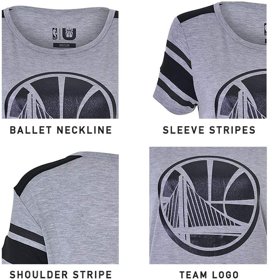 Ultra Game NBA Womens T-Shirt Box Out Varsity Stripe Tee Shirt, Gray - Image 5