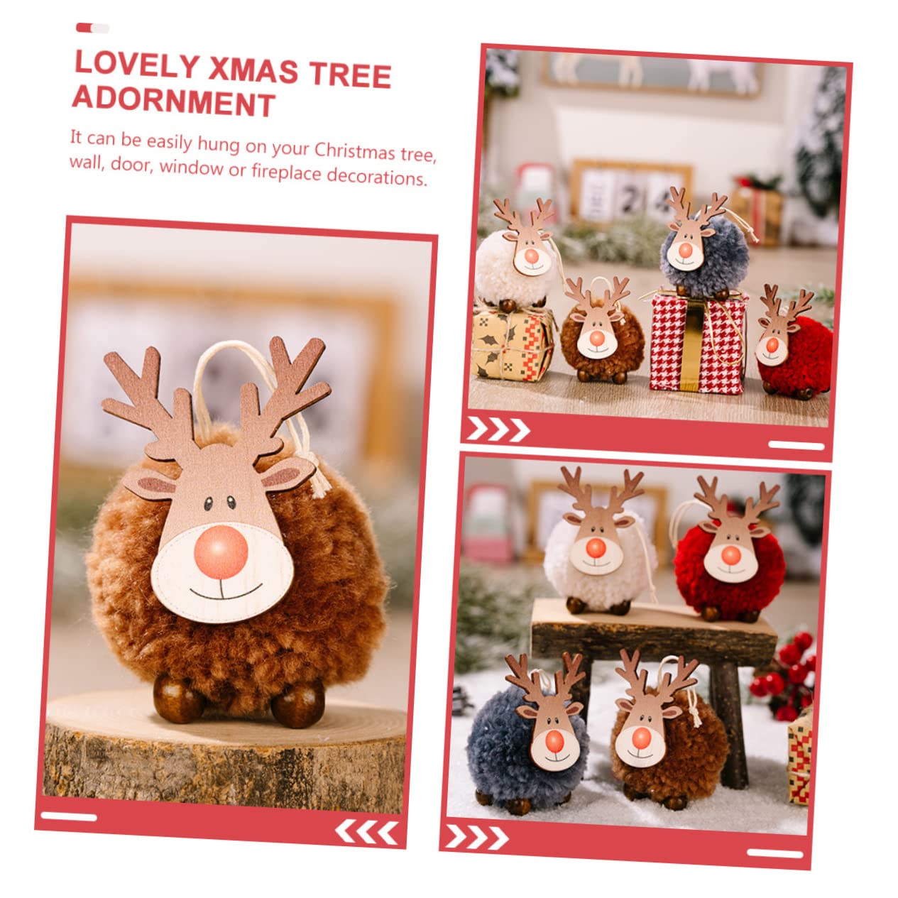 MAGICLULU 5 Sätze Weihnachtsbaum-anhänger Weihnachtsschmuck Girlande Christbaumanhänger Weihnachtsbaumanhänger Baum Hängende Ornamente Holzfilz Elch Weihnachtsdekoration Gefühlt 4 Stück * 5